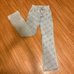 PacSun Diamond Patterned Light Blue High Rise Bootcut‎ Jeans